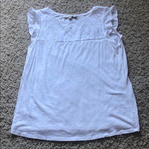LOFT Knit Top White Eyelet Size Small NWOT